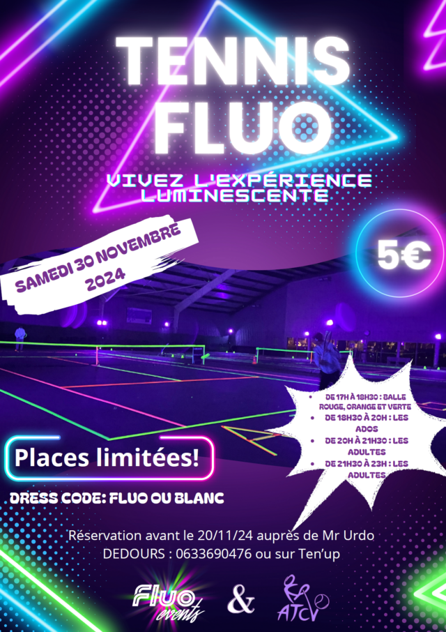 🎾✨ Prochain événement du club : TENNIS FLUO ! ✨🎾 30 novembre